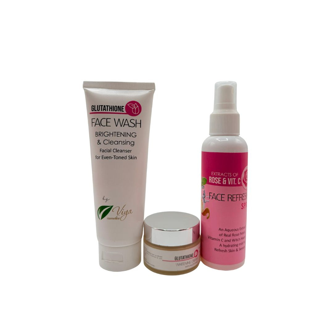 Viya Glutathione Skincare Pack | Whitening Cream, Face Wash & Refresher Spray
