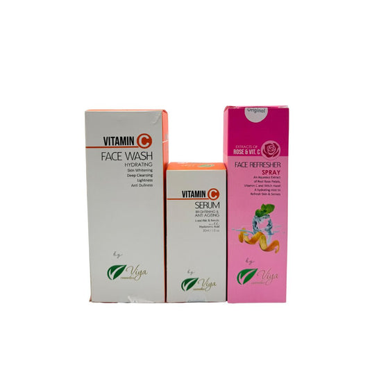 Viya Vitamin C Skincare Pack | Serum, Face Wash & Refresher Spray for Radiant Glow