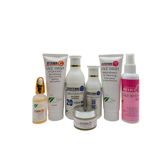 Viya Complete Skincare Pack | Vitamin C Face Wash, Serum, Glutathione Cream, Face Wash, Refresher Spray &amp; Skin Polish