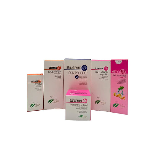 Viya Complete Skincare Pack | Vitamin C Face Wash, Serum, Glutathione Cream, Face Wash, Refresher Spray &amp; Skin Polish
